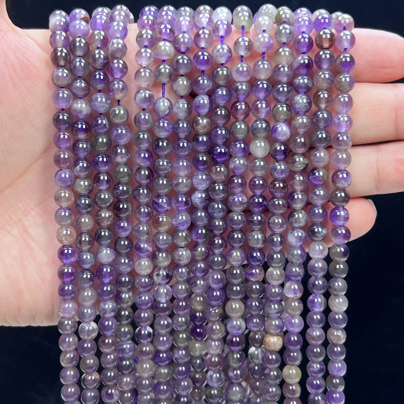 Свободни мъниста за бижута, аметистов кристал, кръгли мъниста, тотемен дизайн, код Fc-c127