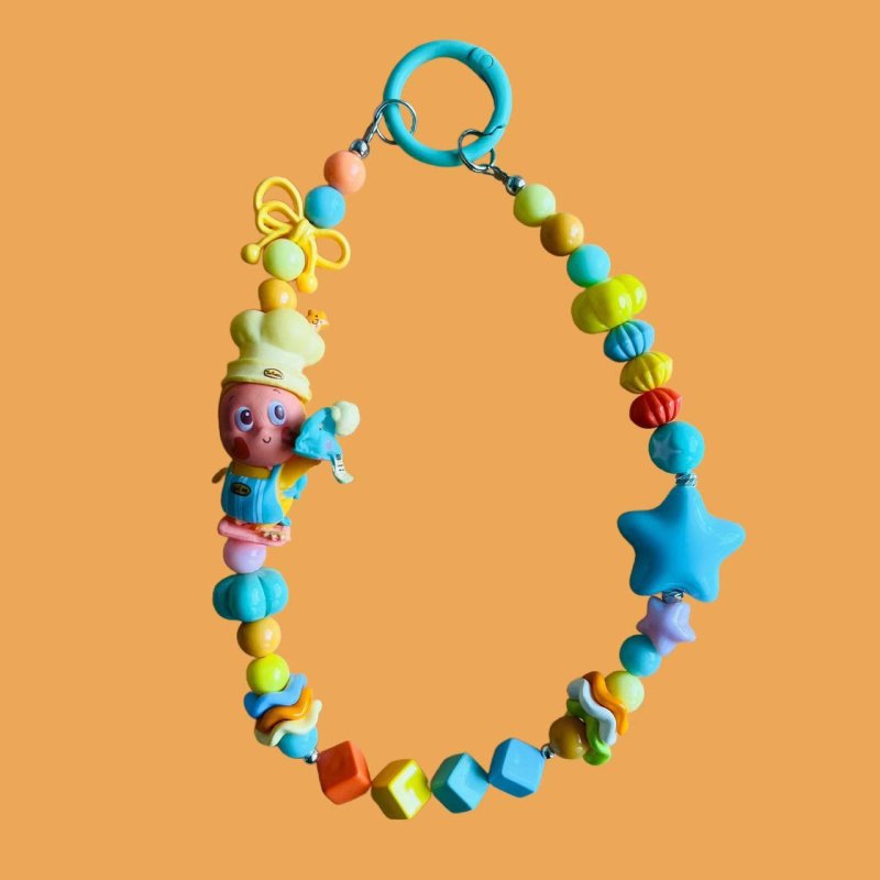 DIY privjesak za telefon i ključač — ručno izrađeni perličasti dizajn s motivom mačka/Snoopy, plast/smola