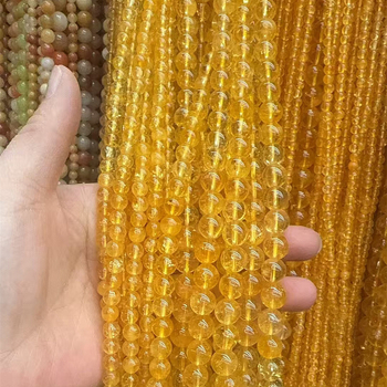 Citrin perle, prirodne, okrugle, polirane, za DIY nakit, podrijetlo Yiwu