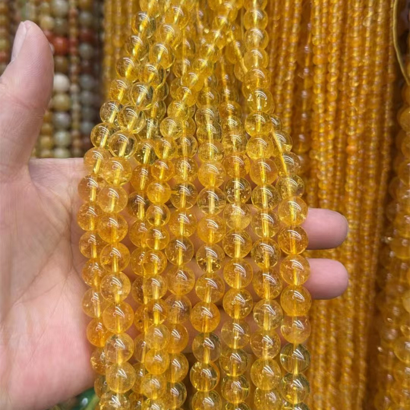 Citrin perle, prirodne, okrugle, polirane, za DIY nakit, podrijetlo Yiwu