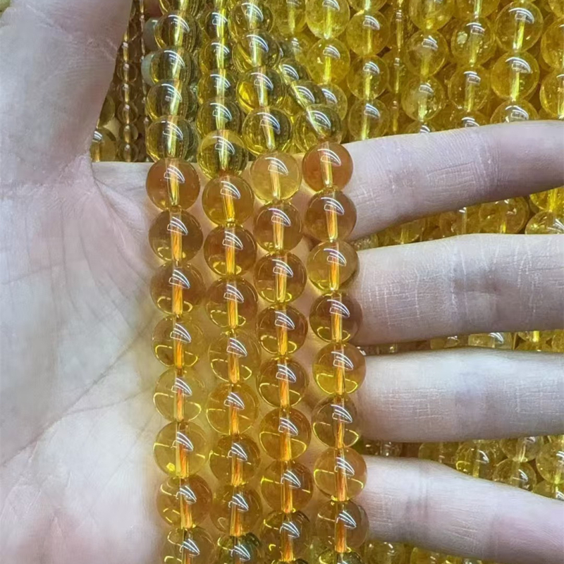 Citrin perle, prirodne, okrugle, polirane, za DIY nakit, podrijetlo Yiwu