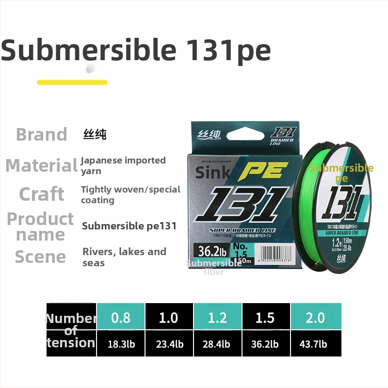 Главна риболовна линия Pure Silk, PE материал, висока здравина