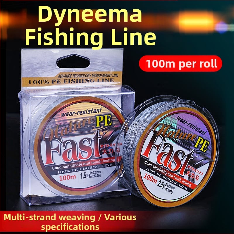 Основна риболовна линия от PE, плетена, 4-нишкова или 8-нишкова, дължина 100/150 м