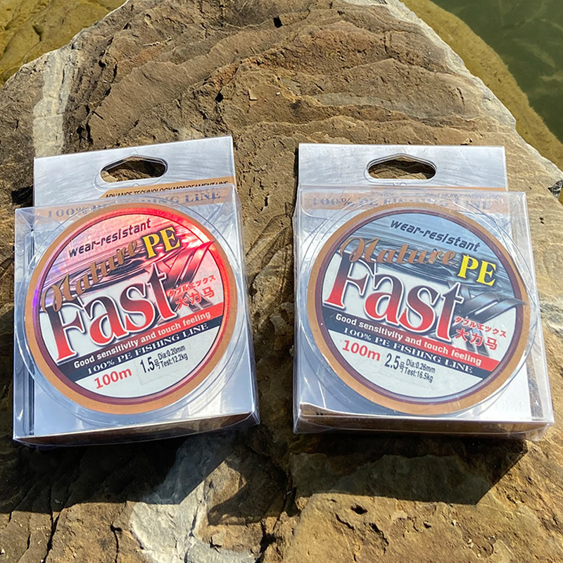 Основна риболовна линия от PE, плетена, 4-нишкова или 8-нишкова, дължина 100/150 м