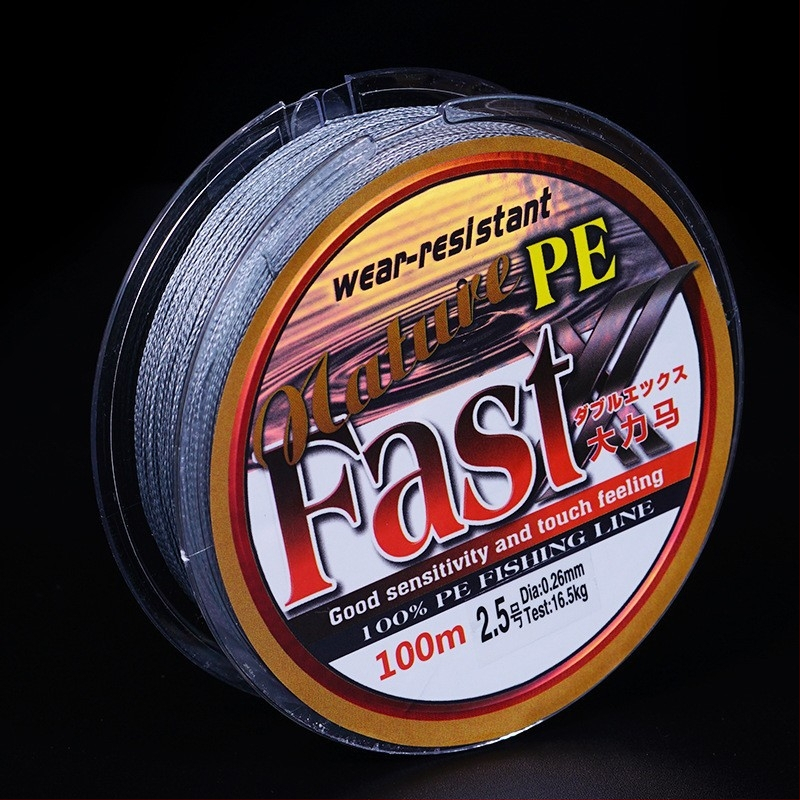 Основна риболовна линия от PE, плетена, 4-нишкова или 8-нишкова, дължина 100/150 м