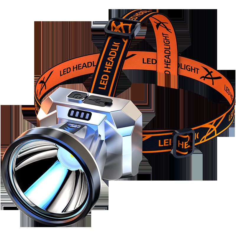 Napajana LED čelna lampica za dugi domet noćnog ribolova i kampiranja, nosiva na glavi, 5W LED, ABS kućište, baterija 600 mAh, domet 100–200 m