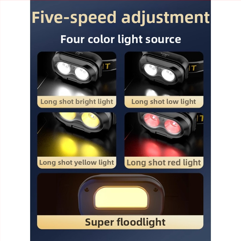 Čelna lampica s LED, ugrađena litijska baterija, vodootporna, domet 100 m, trajanje 6–13 sati