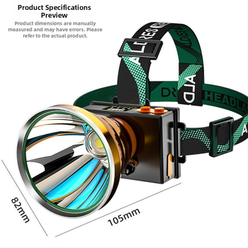 LED čelna lampica, punjiva 150W, baterija 4800mAh, ručno napajanje, punjenje, domet preko 500 m