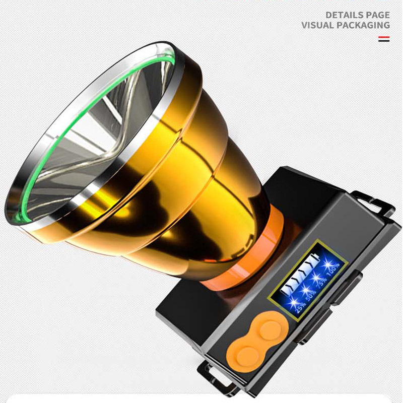 LED čelna lampica, punjiva 150W, baterija 4800mAh, ručno napajanje, punjenje, domet preko 500 m