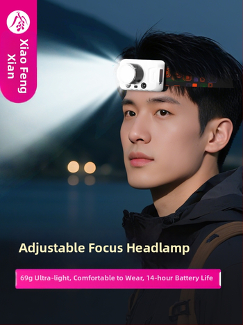 Žvejybos galvos žibintu su LED, įkraunamas ABS korpusas, spindulys iki 50 m, prekės ženklas Little Fengxian