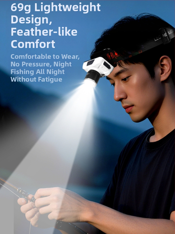 Žvejybos galvos žibintu su LED, įkraunamas ABS korpusas, spindulys iki 50 m, prekės ženklas Little Fengxian