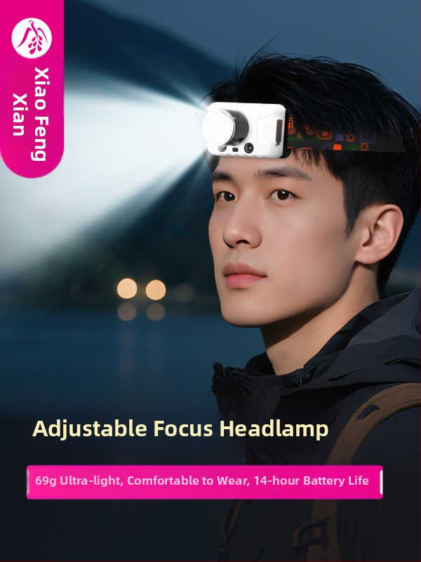 Žvejybos galvos žibintu su LED, įkraunamas ABS korpusas, spindulys iki 50 m, prekės ženklas Little Fengxian