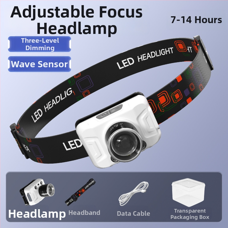 Žvejybos galvos žibintu su LED, įkraunamas ABS korpusas, spindulys iki 50 m, prekės ženklas Little Fengxian