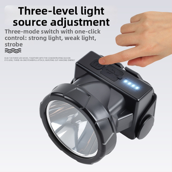 Dobíjateľná LED čelovka, vodotesná, 10W, batéria 800–1600 mAh, na hlavu, dosah lúča 100–200 m