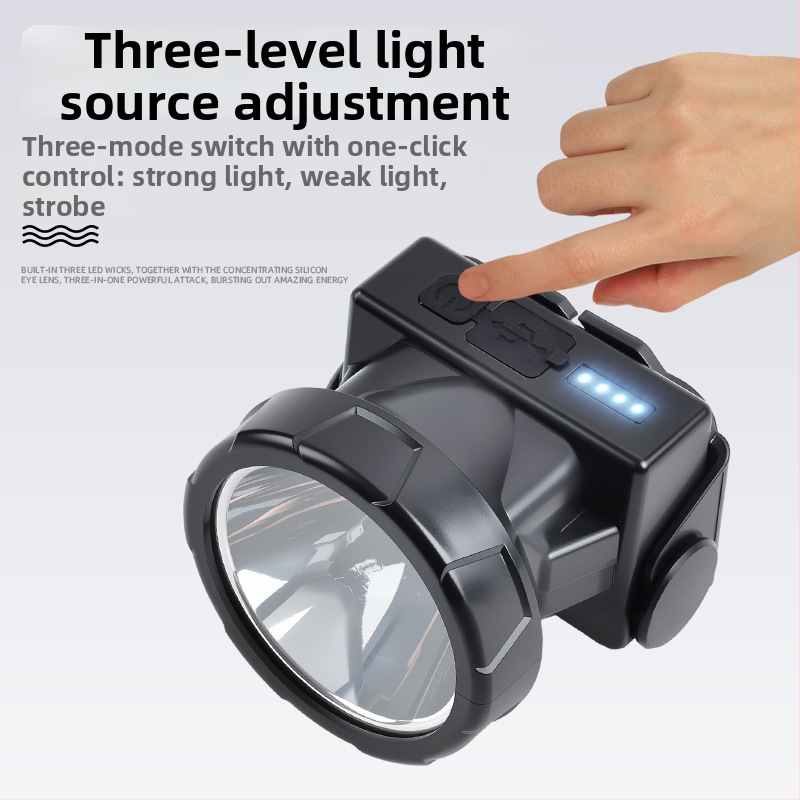 Dobíjateľná LED čelovka, vodotesná, 10W, batéria 800–1600 mAh, na hlavu, dosah lúča 100–200 m
