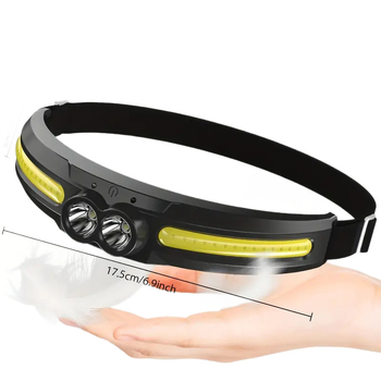 Punjiva čelna lampica LED + COB, 800 mAh, domet do 100 m, radno vrijeme 2 h