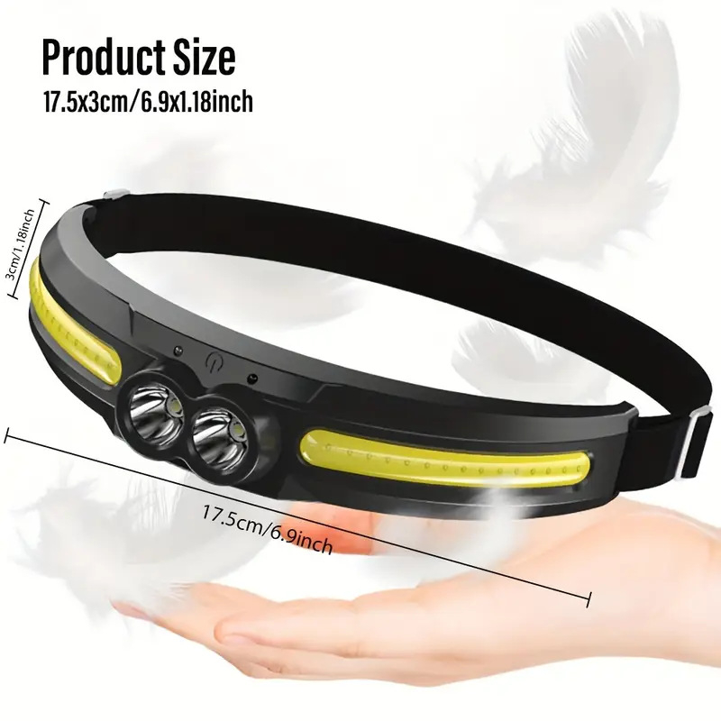 Punjiva čelna lampica LED + COB, 800 mAh, domet do 100 m, radno vrijeme 2 h