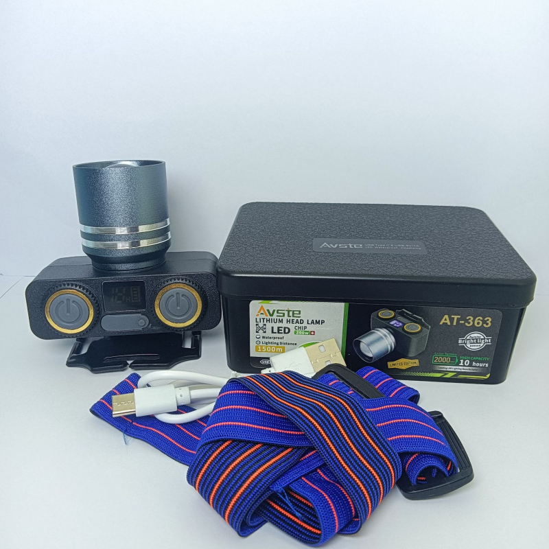 LED čelna svjetiljka s teleskopskim zoomom od aluminijske legure, dvostruki prekidač, domet 1000 m, model AT-363