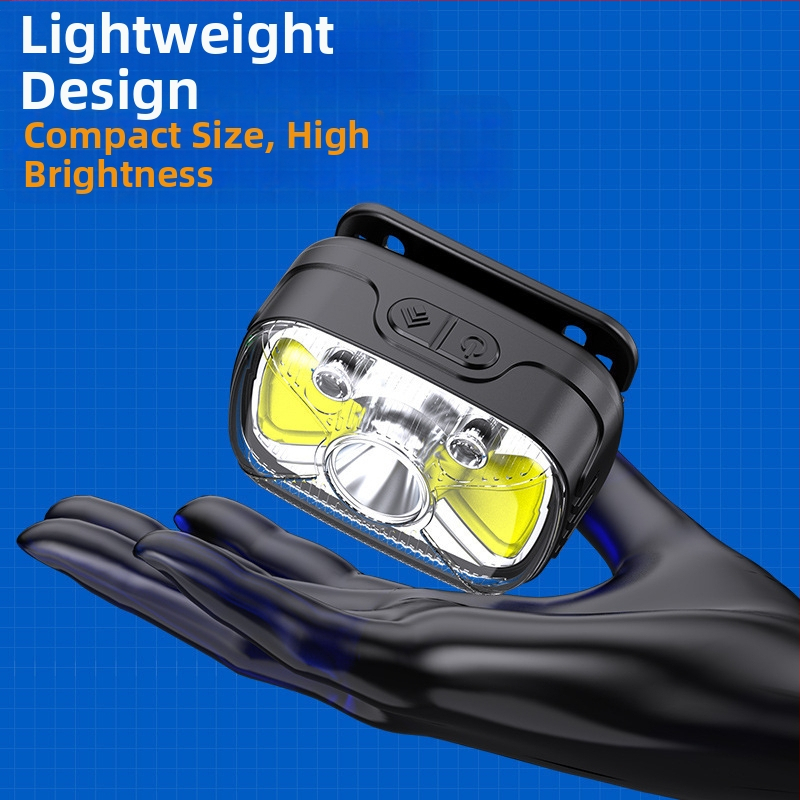 LED čelová lampa na turistiku – 10W, batéria 1200 mAh, nabíjanie cez Type-C, dosah 100–200 m
