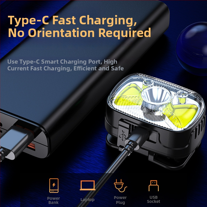 LED čelová lampa na turistiku – 10W, batéria 1200 mAh, nabíjanie cez Type-C, dosah 100–200 m