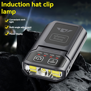 Čelna lampica za ribolov s klipom na kapu, ultra jaka LED, dug život baterije (LED, 1200 mAh, punjiva, vodootporna, ručno napajanje)