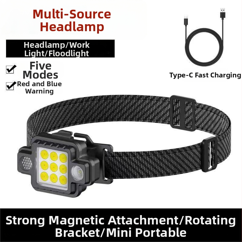 Kompaktna LED svjetiljka s USB punjenjem, COB LED, 15W, baterija 800 mA, domet 200–500 m, ručna energija