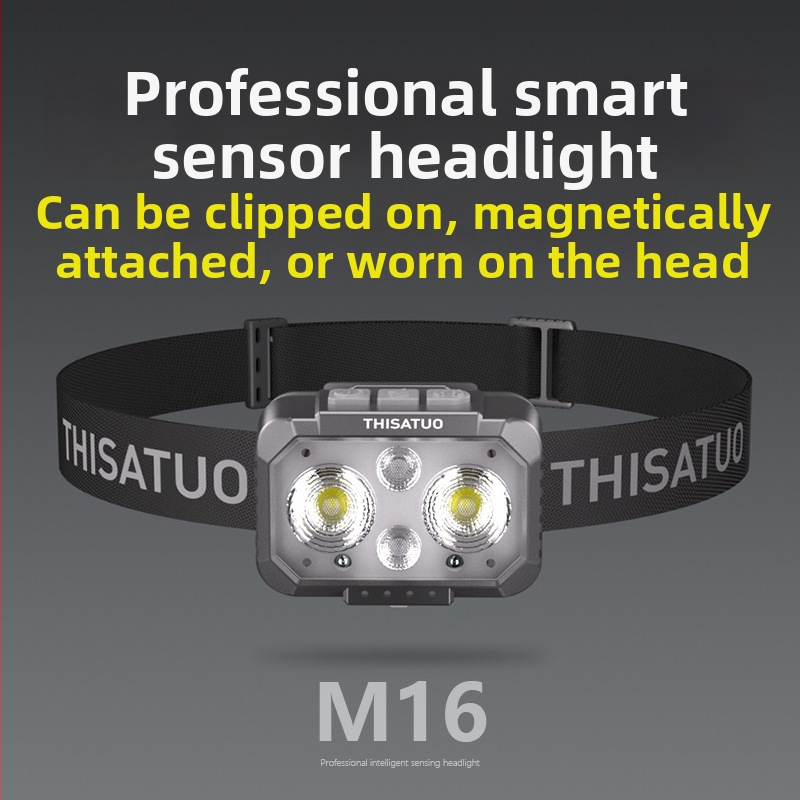 LED čelovka, punjiva, s indukcijskim senzorom – za vanjsku upotrebu, ABS kućište, domet 500 m