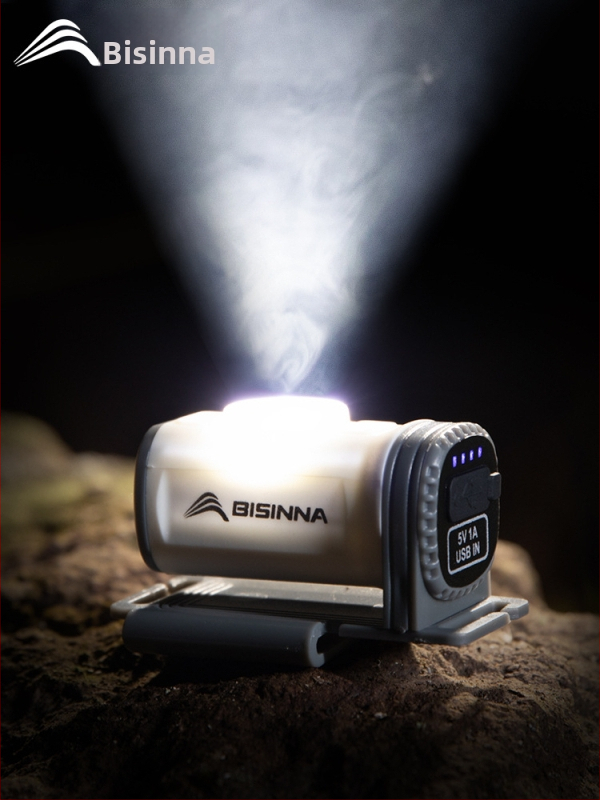 Čelna lampica za noćni ribolov na otvorenom s dugim vijekom trajanja – vodootporna, punjiva, rasvjeta do 50 m², 3 h jaka svjetlost / 5 h niska svjetlost, senzor svjetla