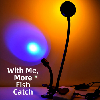 Dviejų galvų LED žvejybos žibintas plaustui naktinei žvejybai, viršaus šviesa, IPX4 atsparus vandeniui, dviguba galva šviesos spindulys, 12W, 3W fiksuotas fokusavimas ir 6W priartinimas