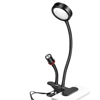 Dviejų galvų LED žvejybos žibintas plaustui naktinei žvejybai, viršaus šviesa, IPX4 atsparus vandeniui, dviguba galva šviesos spindulys, 12W, 3W fiksuotas fokusavimas ir 6W priartinimas