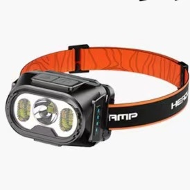 Čelna lampica s ultrajasnim LED‑om, punjiva, tri izvora svjetla, 5W, baterija 800–1200 mAh