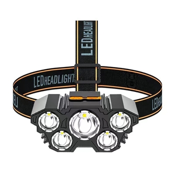 Čelna LED lampica s 5 LED za vanjsku uporabu, punjiva, vodootporna, domet 100–200 m (model T21s)