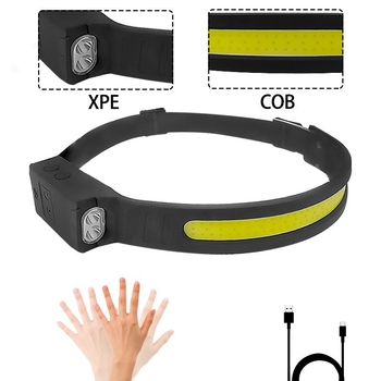 Čelna lampica s COB+XPE LED, 3W, 1200mAh, ručno napajanje, domet 100–200 m, prenosna i višenamjenska