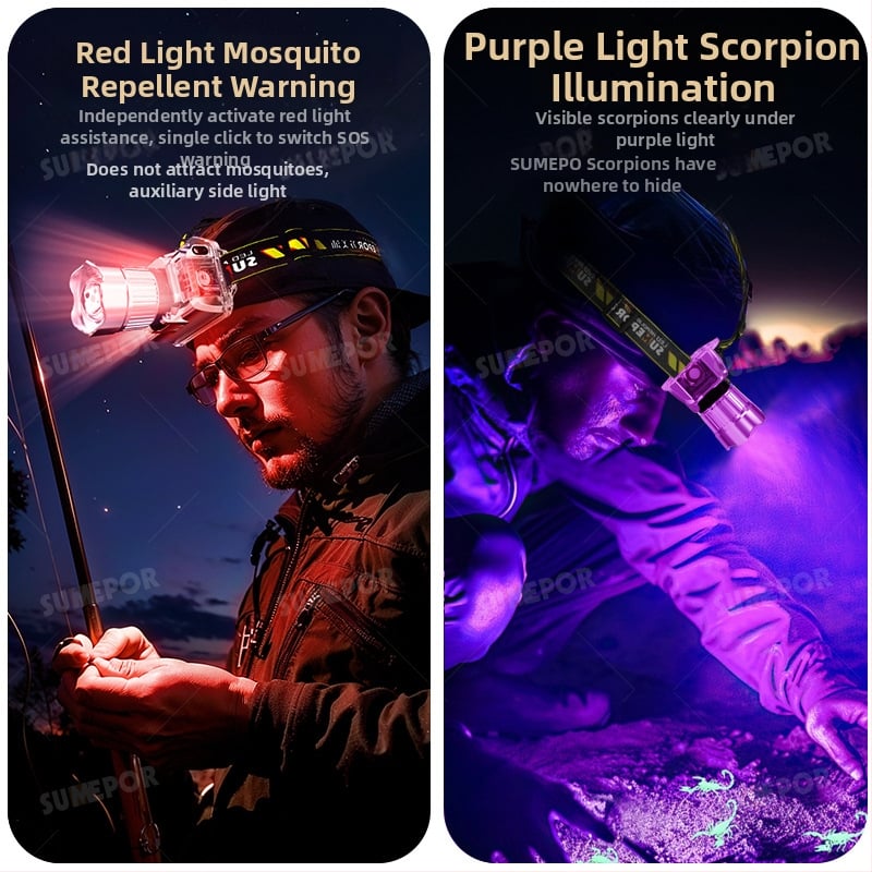 T930 nabíjateľná LED čelovka, dosah 200 m, doba svietenia 3 hodiny, vodeodolná