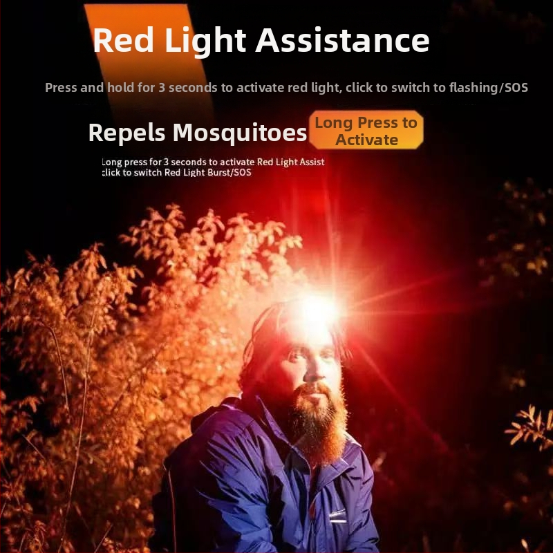 LED galvos žibintas, įkraunamas, itin ryškus, tolimoji spinduliuotė, jutiklis, 16 val. veikimo laikas