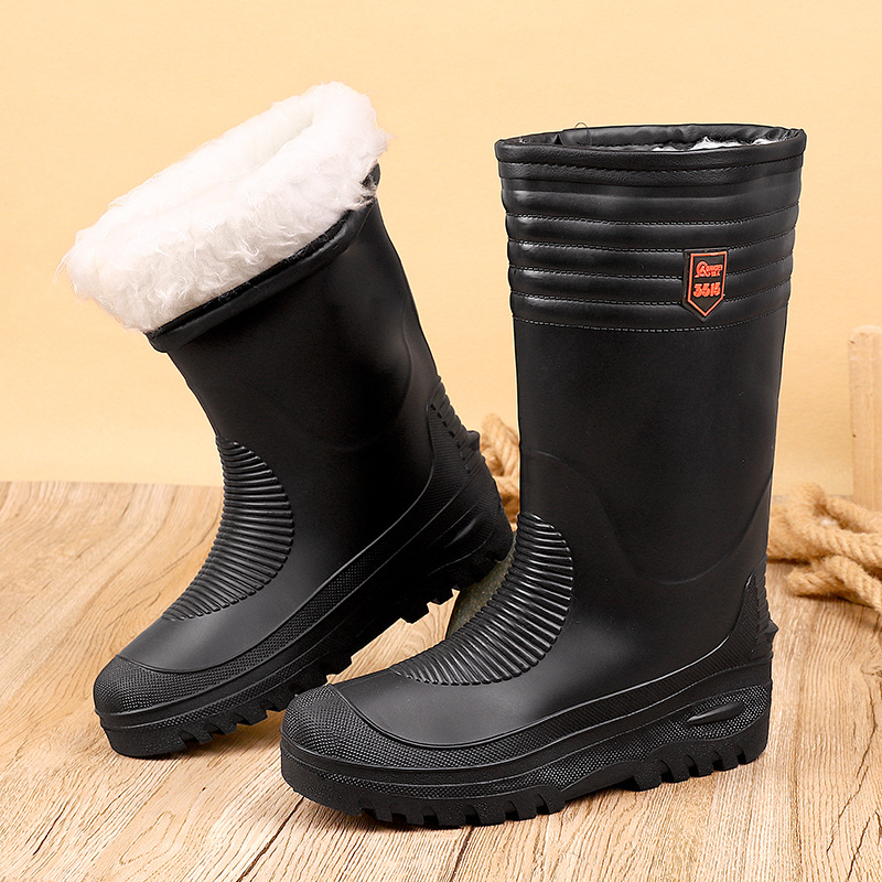Zimske čizme za kišu, podstavljene flisom, visok gornji dio od PVC-a, plastična potplata, okrugli vrh