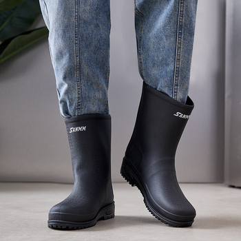Muške PVC čizme za kišu, srednje visine, vodonepropusne, protuklizne, EVA ulošak, umjetna krzna podstava