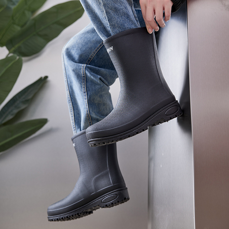 Muške PVC čizme za kišu, srednje visine, vodonepropusne, protuklizne, EVA ulošak, umjetna krzna podstava