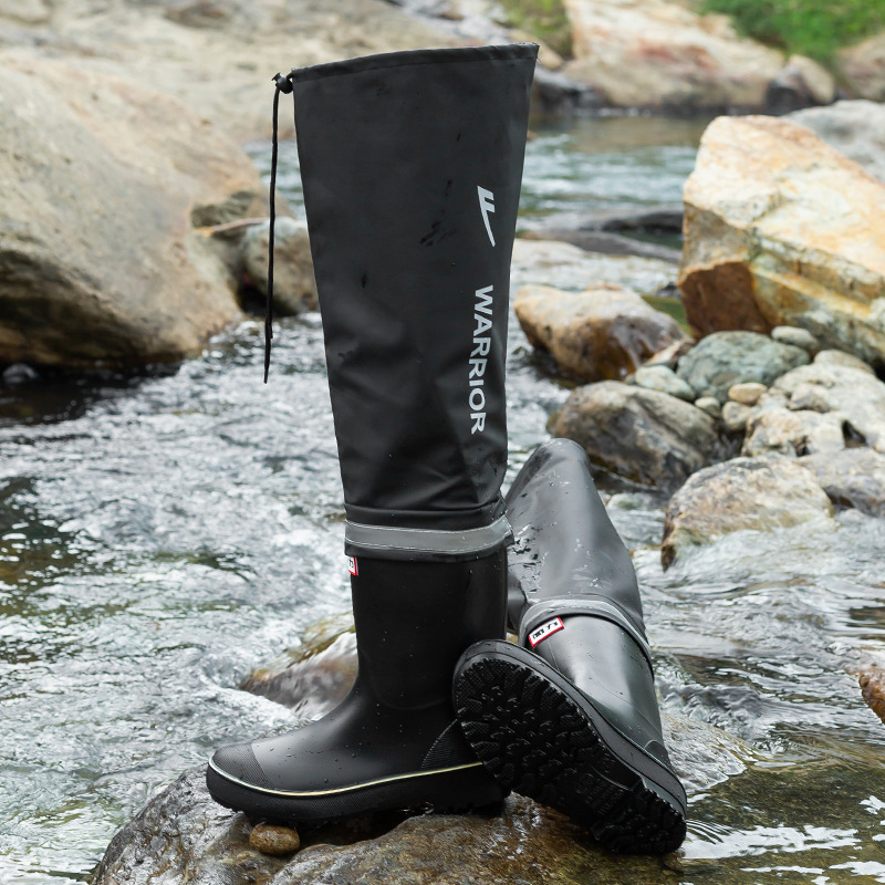 Čizme za kišu iznad koljena za muškarce – vodootporne cipele za ribolov i hodanje po vodi, PVC gornji dio, plastična potplat, protuklizne, za četiri sezone.