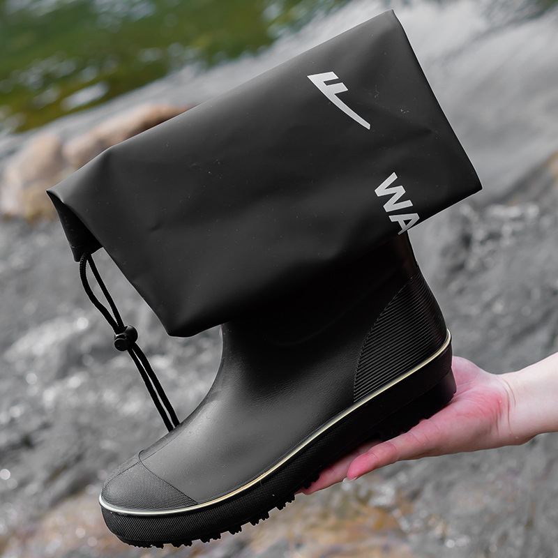 Čizme za kišu iznad koljena za muškarce – vodootporne cipele za ribolov i hodanje po vodi, PVC gornji dio, plastična potplat, protuklizne, za četiri sezone.