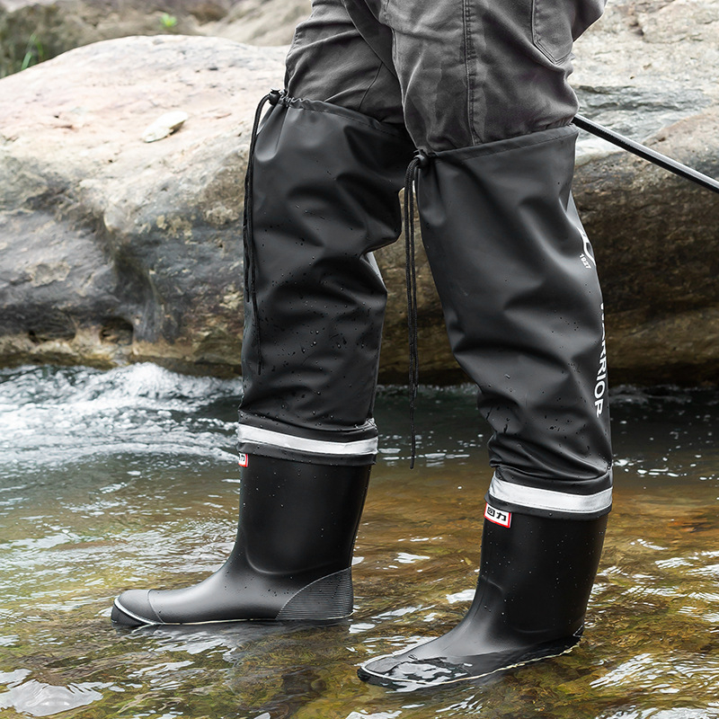 Čizme za kišu iznad koljena za muškarce – vodootporne cipele za ribolov i hodanje po vodi, PVC gornji dio, plastična potplat, protuklizne, za četiri sezone.
