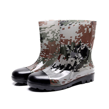 Kišne čizme s plastičnim gornjim dijelom, gumom potplatom, maskirni uzorak, srednja visina potkoljenice