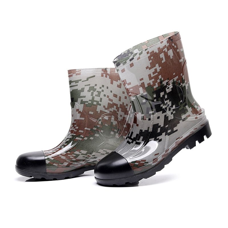 Kišne čizme s plastičnim gornjim dijelom, gumom potplatom, maskirni uzorak, srednja visina potkoljenice