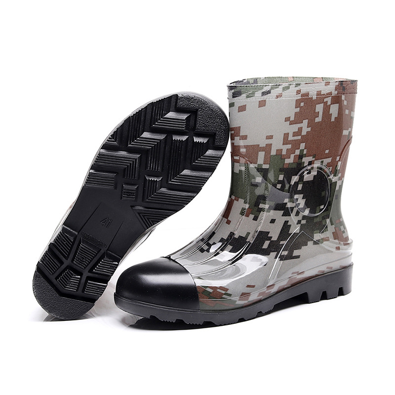 Kišne čizme s plastičnim gornjim dijelom, gumom potplatom, maskirni uzorak, srednja visina potkoljenice