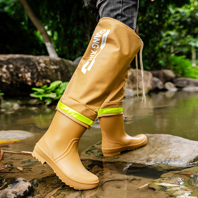 Muške kišne čizme od plastike iznad koljena – protuklizne, otporne na habanje, mrežasta podstava, potplat injekcijsko oblikovan