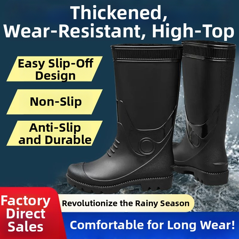 Vīriešu augstās lietus kurpes – PVC augšdaļa, gumijas zole, ūdensnecaurlaidīgas, pretslīdošas