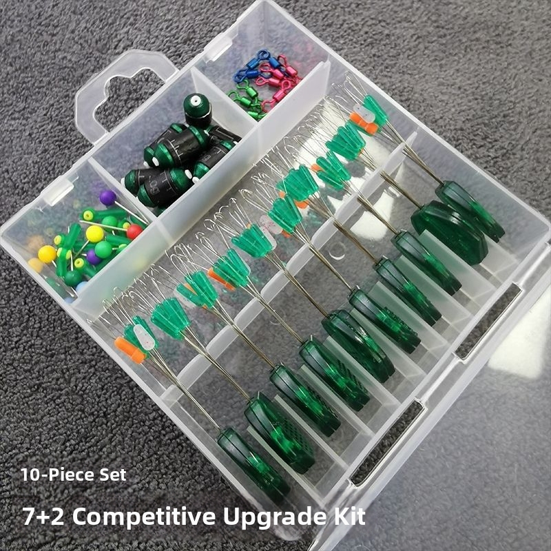 Pilnas žvejybos įrangos komplektas: 7+2 Space Bean, dviejų branduolių plūdės sėdynė, spalvotas figūrų-8 žiedas, didelė galvutė smeigtukas