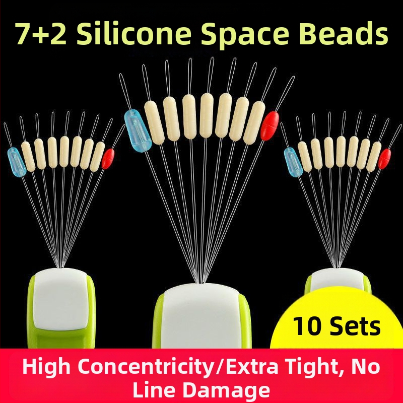 Silikona kosmiskās pērlītes, cilindriskas, pilns komplekts makšķerēšanas līnijai (Materiāls: Silikons; Forma: Cilindriska; Elementi: Kosmiskās pērlītes; Komplekts: Pilns)