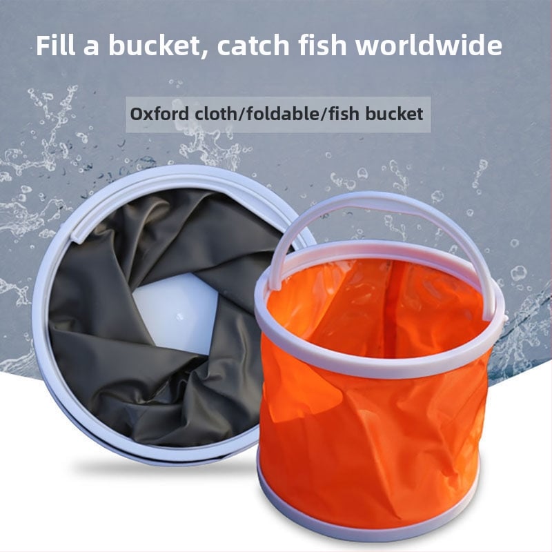 Sulankstomas nešiojamas vandens kibiras lauko naudojimui, žvejybai ir automobilio plovimui, daugiafunkcis