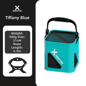 Žvejybos kibiras su virve, sulankstomas, sustiprinta EVA konstrukcija (Medžiaga: EVA, Sulankstomas, Virvė, Sustiprinta EVA konstrukcija)